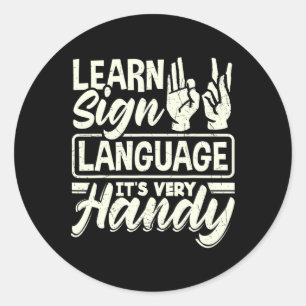 Sticker Rond Professeur d'alphabet ASL Langue des signes améric