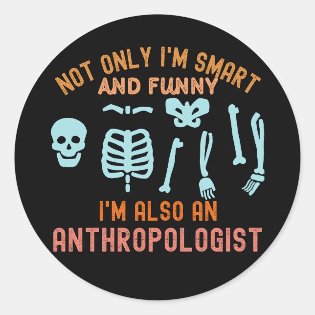 Sticker Rond Professeur d'anthropologie, étudiant en anthropolo (Devant)