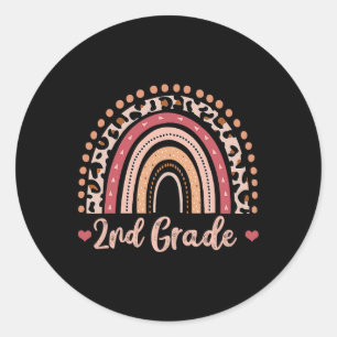 Sticker Rond Professeur de 2e année s'amuser Rainbow Lover Reto