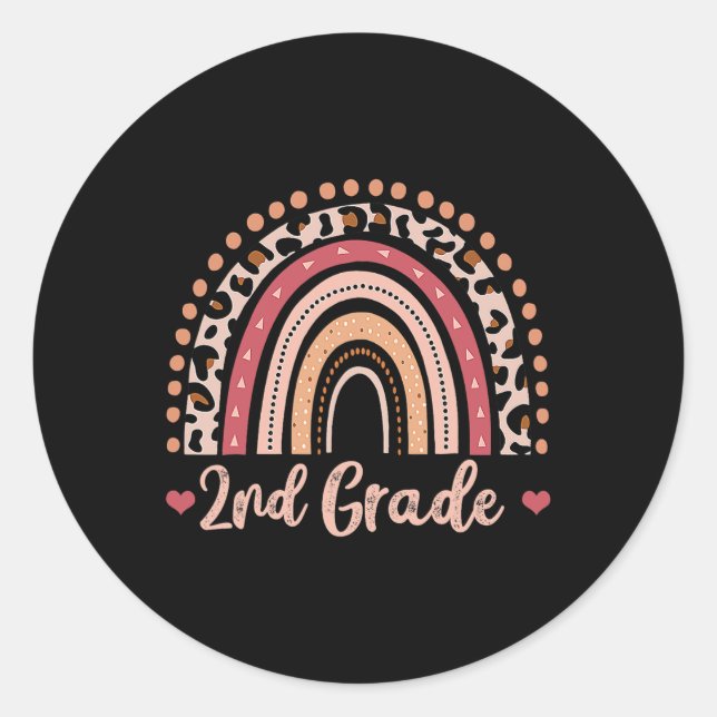 Sticker Rond Professeur de 2e année s'amuser Rainbow Lover Reto (Devant)