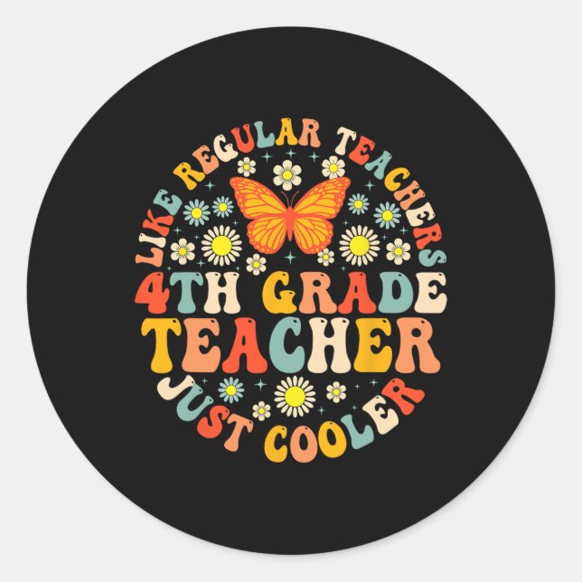 Sticker Rond Professeur de 4e année comme un professeur normal  (Devant)