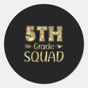 Sticker Rond professeur de 5e année & élève camouflage reto