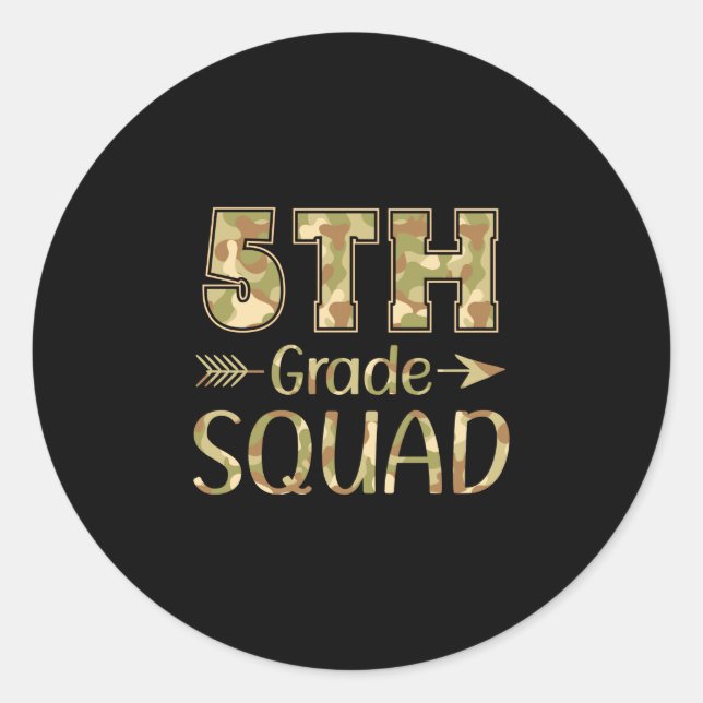 Sticker Rond professeur de 5e année &amp; élève camouflage reto (Devant)
