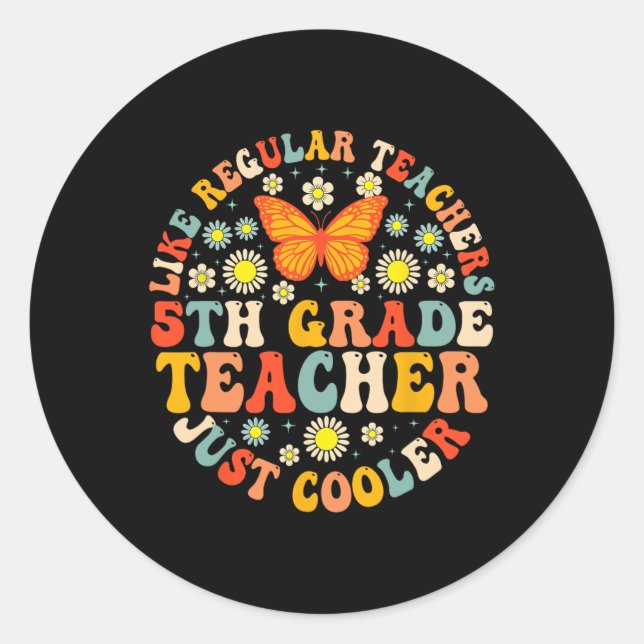 Sticker Rond Professeur de 5e année comme un professeur normal  (Devant)