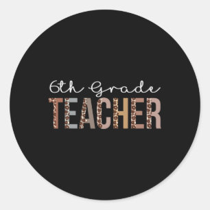 Sticker Rond Professeur de 6e année Leopard Appréciation pour l