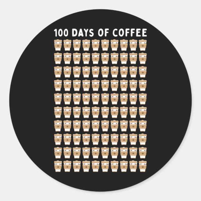 Sticker Rond Professeur de café 100 tasses de café 100e jour éc (Devant)