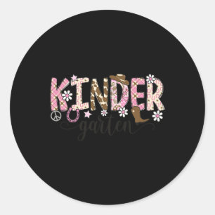 Sticker Rond Professeur de cowgirl occidentale de maternelle re