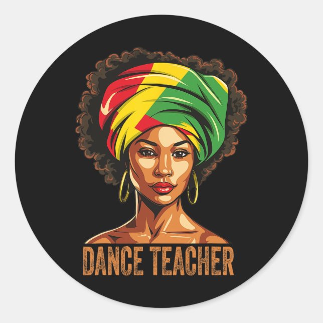 Sticker Rond Professeur de danse Afro Afrique-Amérique Histoire (Devant)