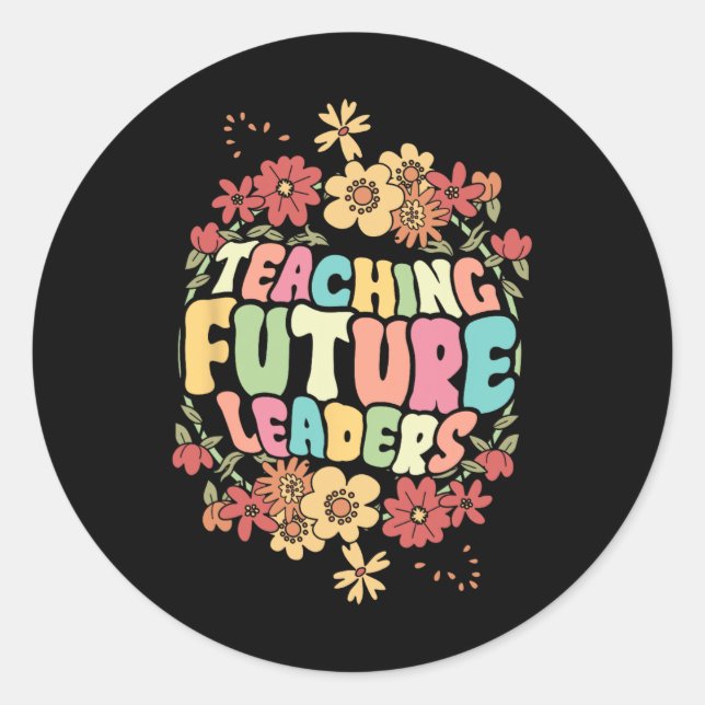 Sticker Rond Professeur de floral enseignant les futurs leaders (Devant)
