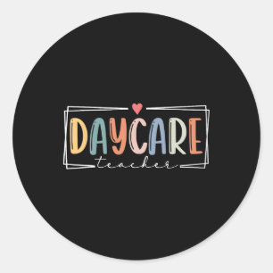 Sticker Rond Professeur de garderie rétro retour à l'école
