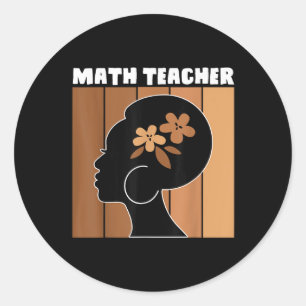 Sticker Rond Professeur de mathématiques Afro Africain-Américai