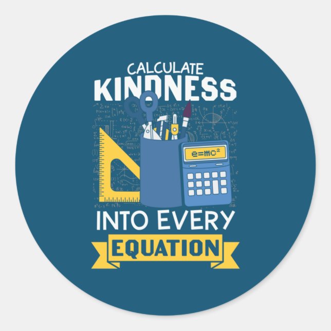 Sticker Rond Professeur de mathématiques Calculer la gentilless (Devant)
