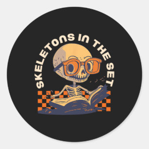 Sticker Rond Professeur de mathématiques Halloween Comstume d'a