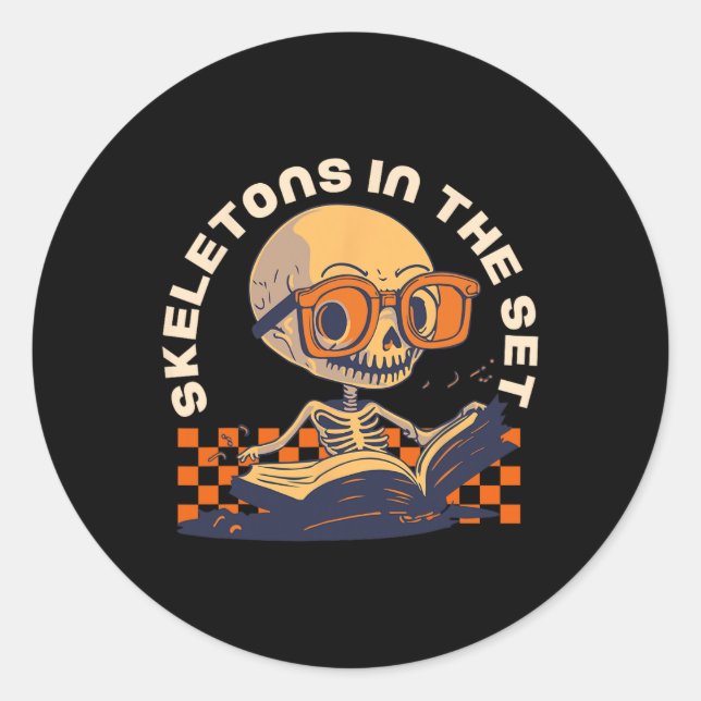 Sticker Rond Professeur de mathématiques Halloween Comstume d'a (Devant)