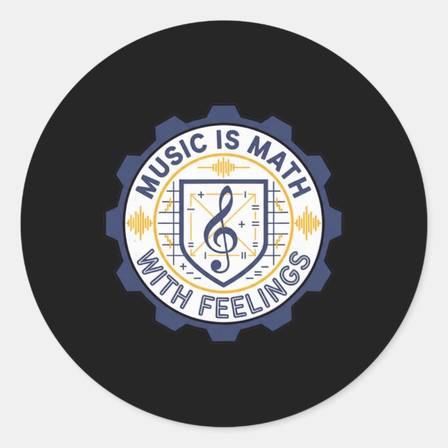 Sticker Rond Professeur de mathématiques musicales avec des sen (Devant)