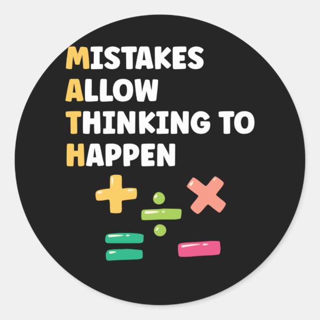 Sticker Rond Professeur de mathématiques Préscolaire Mathématic (Devant)