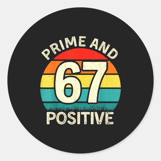 Sticker Rond Professeur de maths amusant Premier Positif 67 6 7 (Devant)