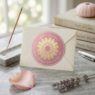 Sticker Rond Professeur de méditation de yoga Mandala de lotus