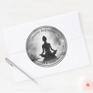 Sticker Rond Professeur de méditation de yoga Pose du lotus Pei