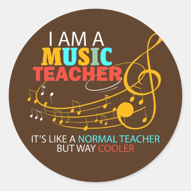 Sticker Rond Professeur de musique comme un professeur normal m (Devant)
