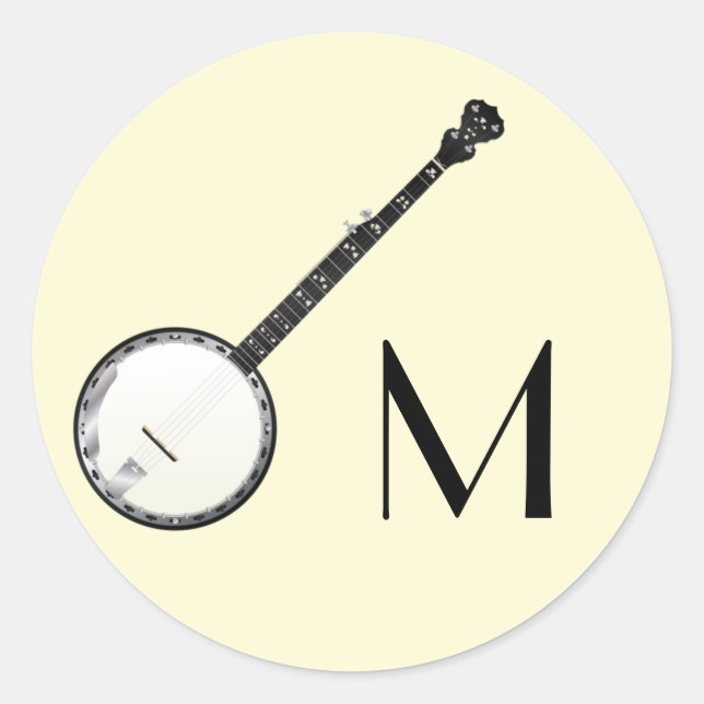 Sticker Rond Professeur de musique de Banjo (Devant)