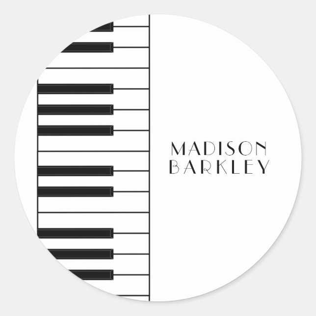 Sticker Rond Professeur de musique de piano (Devant)