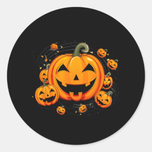 Sticker Rond Professeur de musique Halloween Citrouille d'autom