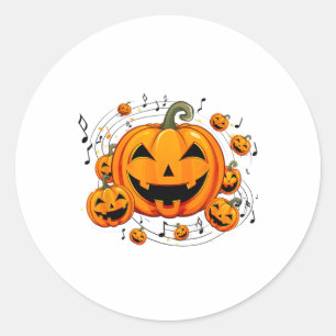 Sticker Rond Professeur de musique Halloween Citrouille d'autom