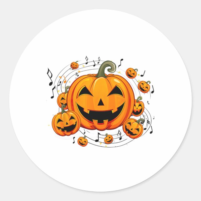 Sticker Rond Professeur de musique Halloween Citrouille d'autom (Devant)