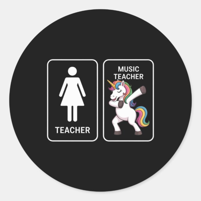 Sticker Rond Professeur de musique licorne drôle (Devant)