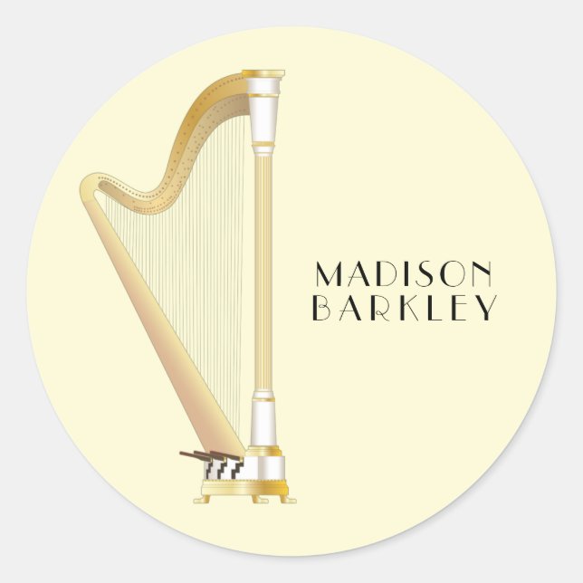 Sticker Rond Professeur de musique musicale de Harp (Devant)