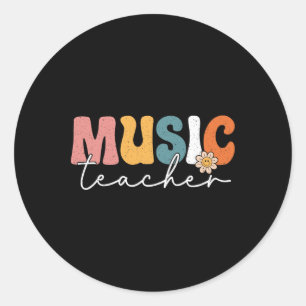 Sticker Rond Professeur de musique Retour à l'école Musicien Gr