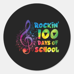 Sticker Rond Professeur De Musique - rockin 100 Jours De Musiqu