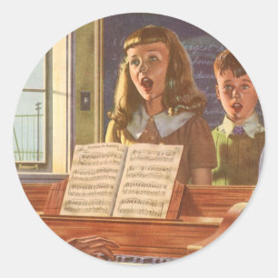 Sticker Rond Professeur de musique vintage enseignant aux élève