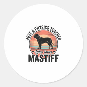 Sticker Rond Professeur de physique aime Maillot de chien vinta