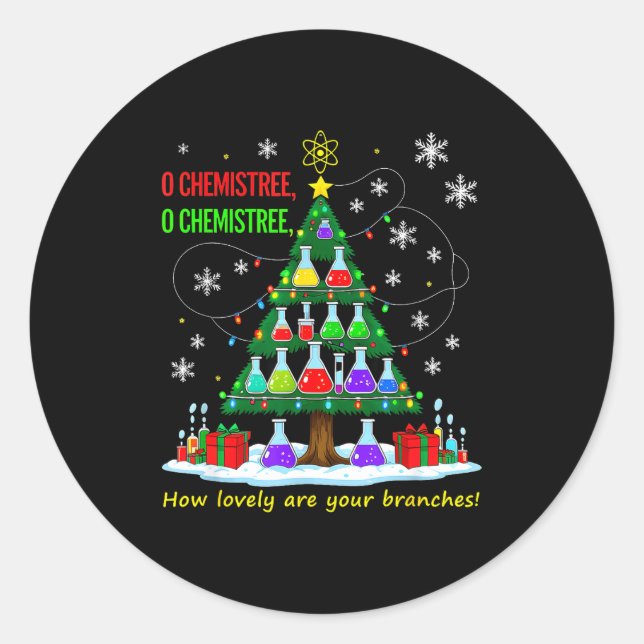 Sticker Rond Professeur de science de Noël 67 Mème Santa Oh Chi (Devant)