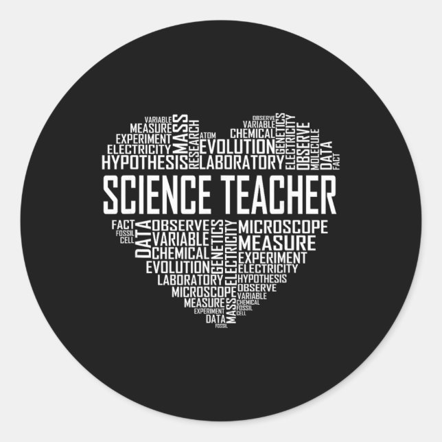 Sticker Rond Professeur de sciences Cœur fière conception d'ens (Devant)