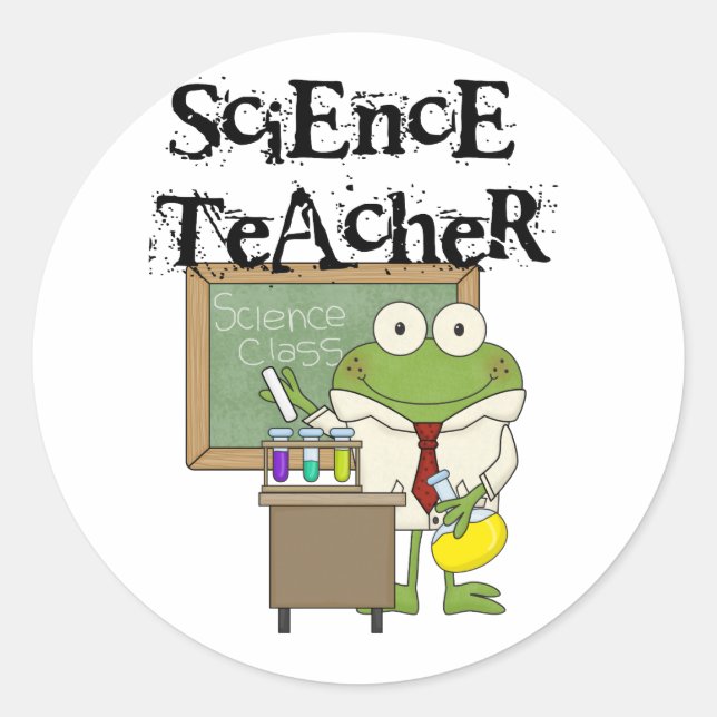 Sticker Rond Professeur de sciences de la grenouille (Devant)