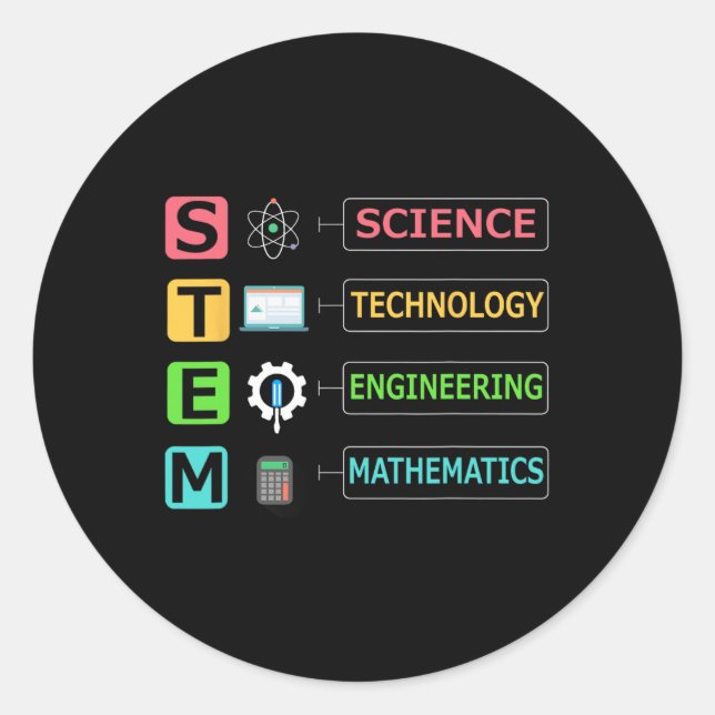 Sticker Rond Professeur de sciences de la technologie de l'ingé (Devant)
