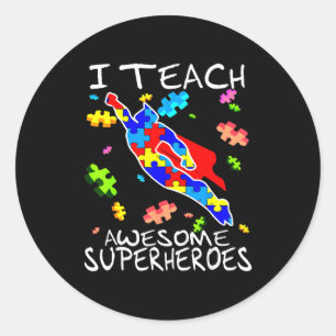 Sticker Rond Professeur de sensibilisation à l'autisme J'enseig
