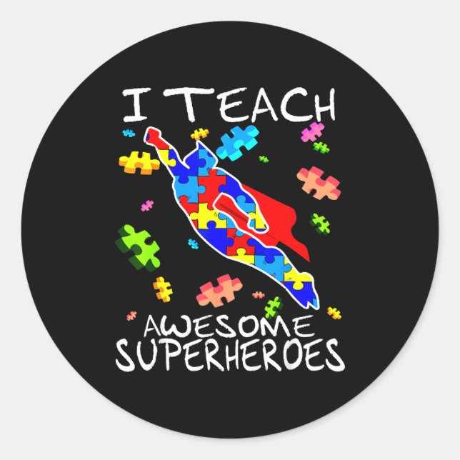 Sticker Rond Professeur de sensibilisation à l'autisme J'enseig (Devant)