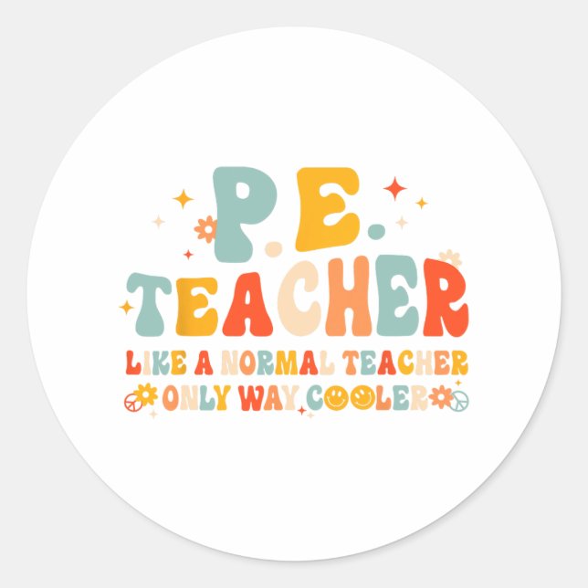 Sticker Rond Professeur d'éducation physique retour à l'école G (Devant)