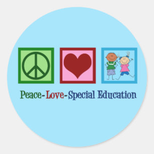 Sticker Rond Professeur d'éducation spéciale d'amour de paix