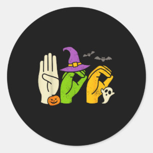 Sticker Rond Professeur d'éducation spécialisée Halloween Bouh 