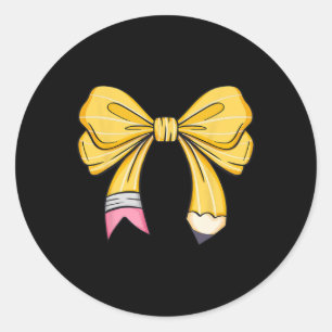 Sticker Rond Professeur Étudiant Coquette Arc Crayon Premier Jo