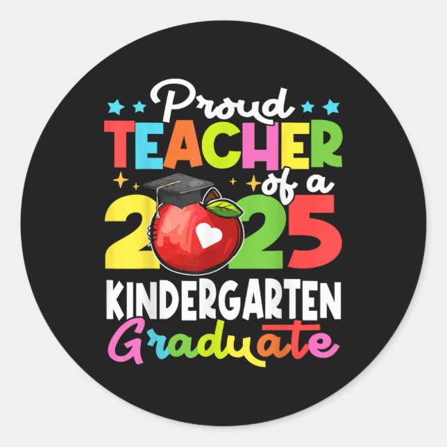 Sticker Rond Professeur Fière D'Un Cl De 2025 Graduat De La Mat (Devant)