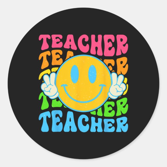 Sticker Rond Professeur Happy Smile Face - Enseignant de l'écol (Devant)