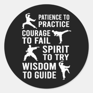 Sticker Rond Professeur Karate Étudiant Formation Pratique Kara