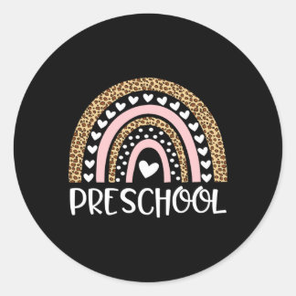 Sticker Rond Professeur Leopard Rainbow Enseignant Retour À L'É
