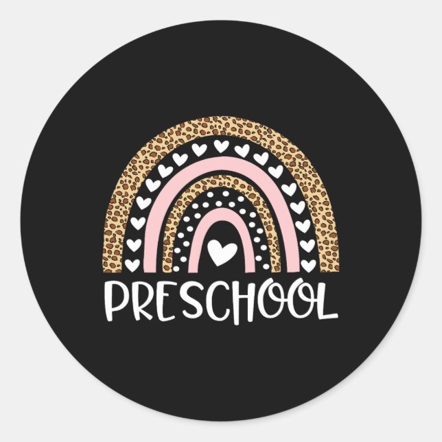 Sticker Rond Professeur Leopard Rainbow Enseignant Retour À L'É (Devant)